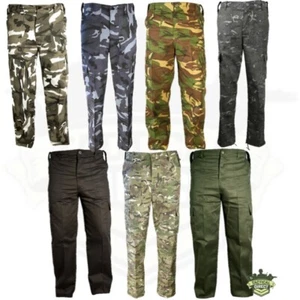 MENS ARMY COMBAT TROUSERS 30-44 CAMO CARGO PANTS BIKER WORKWEAR BLACK URBAN - Picture 1 of 22