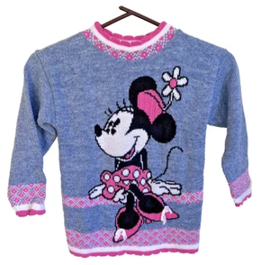 Vintage 90s Mickey and Co Minnie Mouse Sweater Sz: Youth Small Knit Pink Purple - Picture 1 of 5