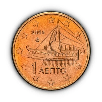 GREECE. 2004, 1 Euro Cent - Athenian Trireme Warship, Europe Map - Image 1 of 4