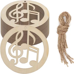 20Pcs Music Notes Shaped Wood DIY Craft Cutouts Musical Notes Unfinished Wood Ta - Picture 1 of 7