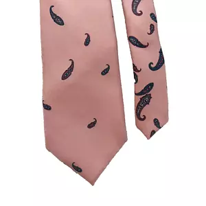 Oscar De La Renta Mens Pink Silk Paisley Tie Retro Designer * - Picture 1 of 7