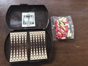 New Vintage Travel Backgammon Set-Sealed Pieces-Brown Marbled Plastic Case - Picture 1 of 10