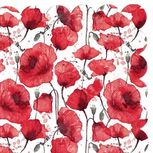 Serviettes en papier coquelicots fleurs. Paper napkins poppy poppies flowers - Picture 1 of 1