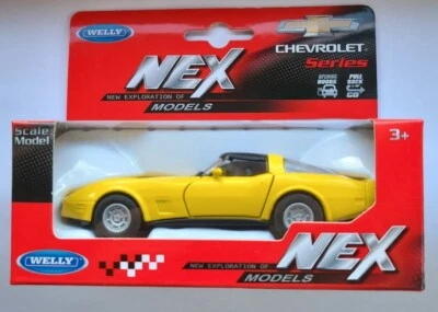 Welly Nex Chevrolet Corvette  1982 Jaune Voiture Miniature Métal Collection - Photo 1/4