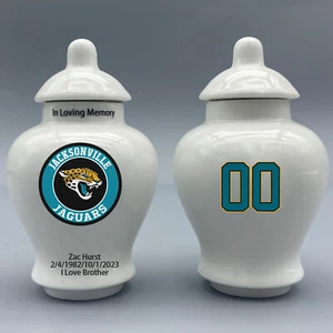 Keramik Mini Urne für Jacksonville Jaguars Fußball Motiv, Wunschtext & Nummer - Bild 1 von 5