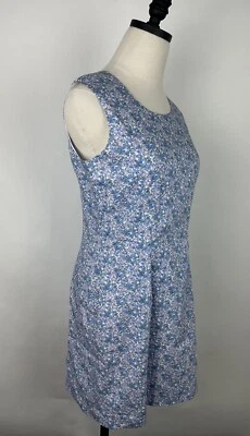 Vintage 90s Floral Sheath Dress 4 / S Periwinkle Blue Rose Print Garden Party  - Image 1 of 4