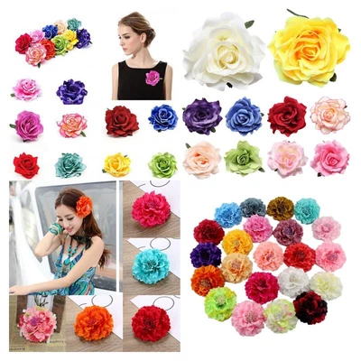 Broche horquilla grande flor rosa boda dama de honor accesorios pinza para el cabello hágalo usted mismo Foto 1 de 4