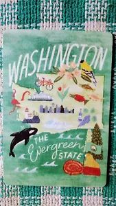 SCHÖNE HOLZPOSTKARTE WASHINGTON DER IMMERGRÜNE STAAT. SEATTLE WASHINGTON - Bild 1 von 14