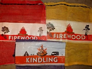 Yellow or Red Mesh Firewood Bags Purple Kindling Bags .75 or 1 Cubic Ft sizes - Picture 1 of 11