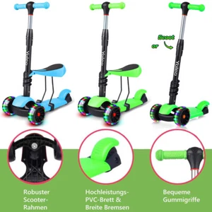 3-in-1 Kinderroller Kinder Scooter Dreiradscooter mit LED Räder Cityroller - Bild 1 von 45