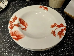 PLATOS DE SOPA CON BORDE DE PEONÍA ROJA ROYAL WORCESTER X 4 - Imagen 1 de 3