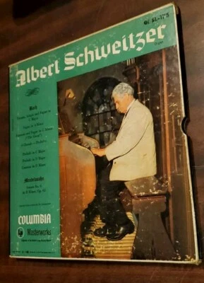 Albert Schweitzer Organ Bach Mendelssohn 3 LP Box Columbia Masterworks Reissue  - Image 1 of 4