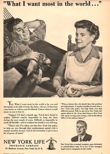 VINTAGE 1946 NEW YORK LIFE INSURANCE COMPANY DRUCKANZEIGE - Bild 1 von 1