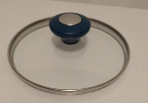 SILVERSTONE Glass Pot Pan Replacement Lid 6 1/2” OD 6 1/8" ID Stainless Teal - Picture 1 of 4