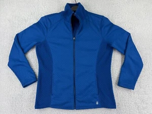 IZOD Sweater Womens Medium Blue Full Zip Mock Neck Polyester Golf Golfer Ladies - Picture 1 of 14