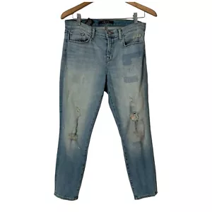 J Brand Cropped Jeans Women Size 29 Low Rise Distressed Blue Denim Grunge - Picture 1 of 13