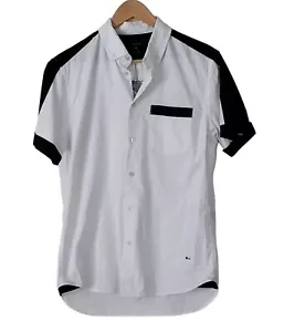 Marc by Marc Jacobs Shrunken Fit Short Sleeve Button Down Shirt White Multi S - Picture 1 of 13