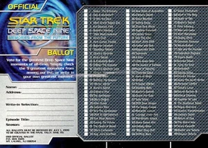 DEEP SPACE NINE DS9  MEMORIES FROM THE FUTURE BALLOT PAPER AND ORDER  BY SKYBOX - Picture 1 of 2