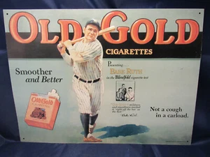 BABE RUTH OLD GOLD CIGARETTES AD TIN SIGN REPRODUCTION PREOWNED - Picture 1 of 4