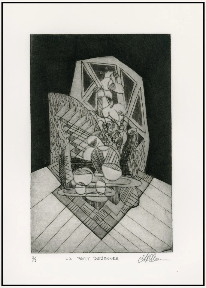 DESAYUNO FRANCÉS Abstracto Cubista Expresionista Original Grabado Firmado Numerado Foto 1 de 1