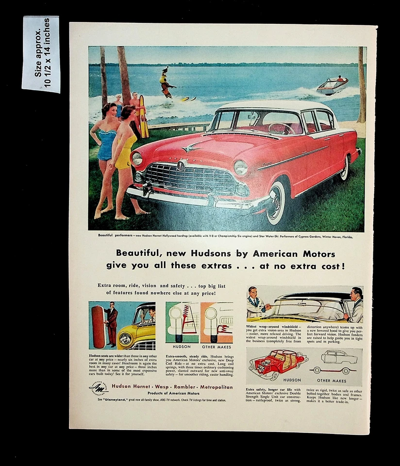 1955 Hudson Hornet Car Hollywood Hardtop Red Beach Ocean Vintage Print Ad 33513 - Image 1 of 1