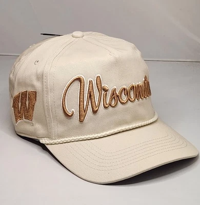 Sombrero con cierre a presión Wisconsin Badgers '47 Hitch para hombre crema con escritura cuerda Foto 1 de 4
