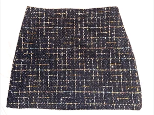Ann Taylor LOFT Skirt Women’s Size 12 Black Silver Sequin Tweed A Line Casual - Picture 1 of 11