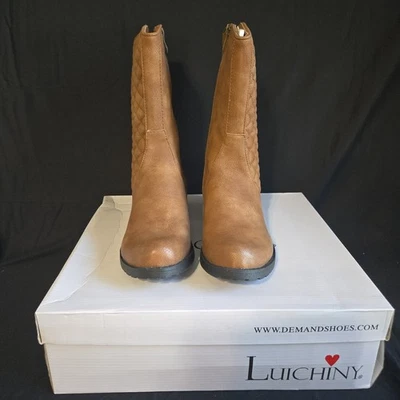 Luichiny Mujer Talla 8 Marrón Acolchado Medio Pantorrilla Botas con Cremallera Lateral Foto 1 de 4