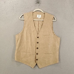 Baird McNutt Murano Linen Vest Mens Large Tan Natural Suit Academia Hipster - Picture 1 of 7