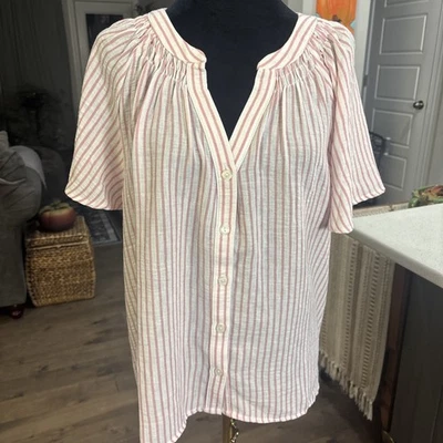 Lucy and Coco size, large pink and white striped blouse - Image 1 of 4