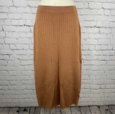 Falda recta boho elástica tejida acanalada marrón Free People talla mediana M Foto 1 de 4