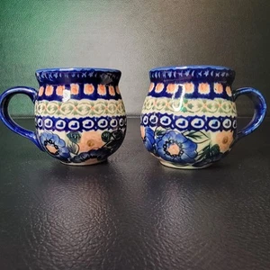 Rara tazza a bolle in ceramica polacca UNIKAT BELLISSIMA BOLESLAWIEC 6 oz lotto di 2 - Foto 1 di 12