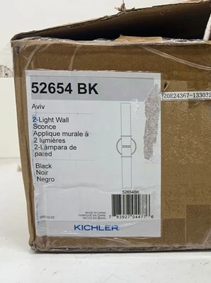 Kichler Aviv 2-Light Black Bathroom Indoor Wall Sconce Light with Clear Glass - Image 1 of 2