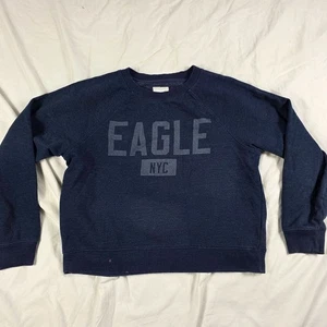 American Eagle Damen Large blau Sweatshirt Eagle NYC Grafik Rundhalsausschnitt Freizeit - Bild 1 von 9
