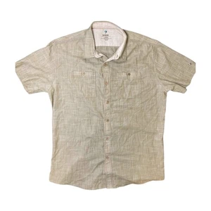 Kuhl Born in Mountains Men's Size Large Tan Beige Button Up Short Sleeve Shirt - Picture 1 of 10