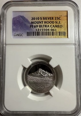 2010-S 25C Silver Mount Hood N.F. Quarter NGC PF 69 Ultra Cameo / 65 - Image 1 of 4