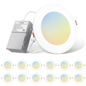 12 Pack 6 Inch 5CCT Ultra-Thin LED Recessed Light with Junction Box, 2700K/30... - Picture 1 of 7