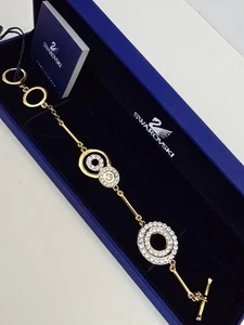Pulsera Swarovski Tono Oro Con Cristales Sin Usar Nueva Con Etiqueta y Caja De Regalo - Imagen 1 de 7