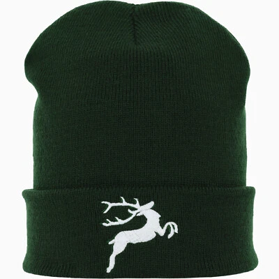 Jäger Mütze Beanie Jagdmütze Haube: Sprunghirsch Strick Cap Förster Wald Wild - Bild 1 von 4