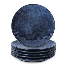  Ceramic Dinner Plates Set, 10.5 Inch, Set of 6, Round, Microwave, Oven, Blue