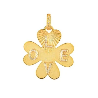 Colgante de amor trébol de la suerte con diamantes pavé de plata de ley 925 Foto 1 de 3