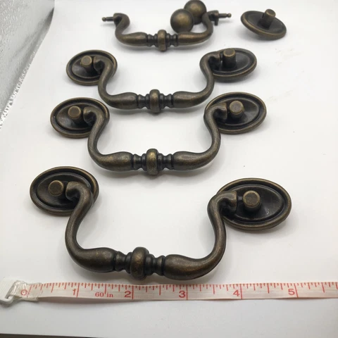 Vintage Brass Furniture Hardware, Salvaged, 5” 3 Full Sets Cover