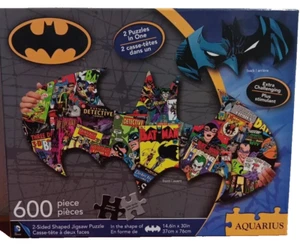 Batman Jigsaw Puzzle Batsignal Shaped Two Sided 600 Piece DC Comics Aquarius - Picture 1 of 2