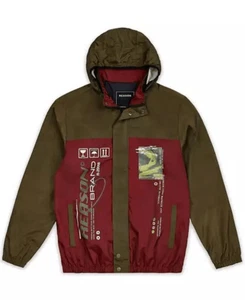 New Medium Reason Brand Flame Hoodie Hooded Front Zip Windbreaker Jacket NWT - Picture 1 of 6