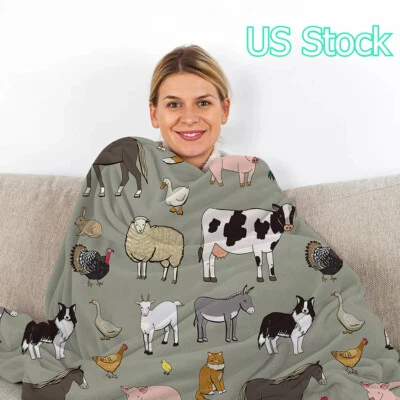 50"x60" Various Animals Blanket Pig Horse Durable Blanket Birthday Gift Couch - Image 1 of 4