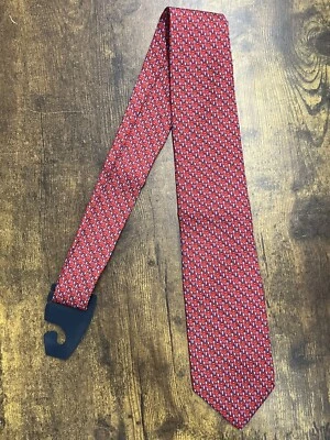 Gravata masculina Brooks Brothers vermelha com peixe azul 100% seda 58" - Imagem 1 de 4