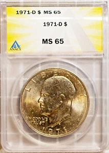 1971-D $1 Eisenhower MS 65 ANACS # 7351513 + Bonus - Picture 1 of 2