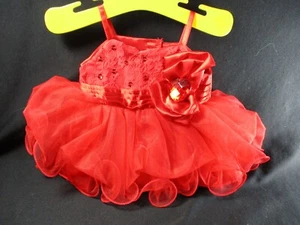 Build a Bear Red Jewel Heart Chiffon Satin Dress - Dated 09/11 - #1050100 - Picture 1 of 6