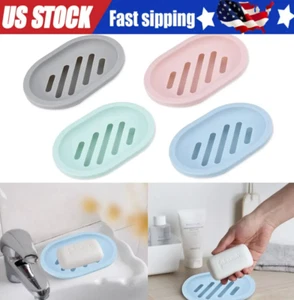 Bathroom Water Draining Soap Dish Case Holder Drainer Soap Saver Storage Box New - Picture 1 of 9