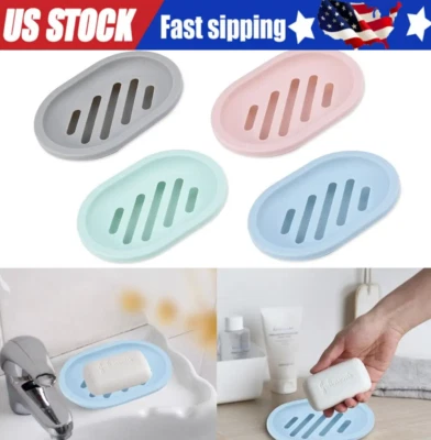 Bathroom Water Draining Soap Dish Case Holder Drainer Soap Saver Storage Box New - Image 1 of 4